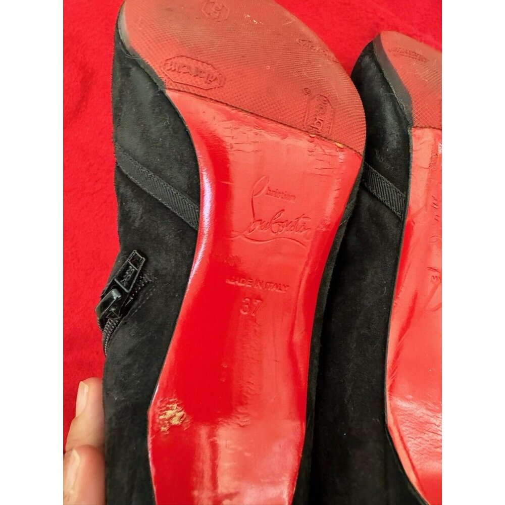 Christian Louboutin Women's  Ankle Boots Pump Round Toe With Bow  Black Size 36 - Picture 11 of 12